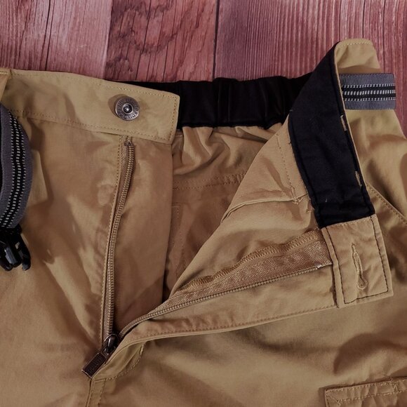 Duluth Trading Co Mens Size Large Dry on the Fly Cargo Shorts Belted Tan Nylon - Picture 8 of 11